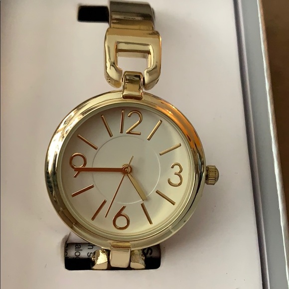 Accessories - Gold Half Bangle & Link Watch